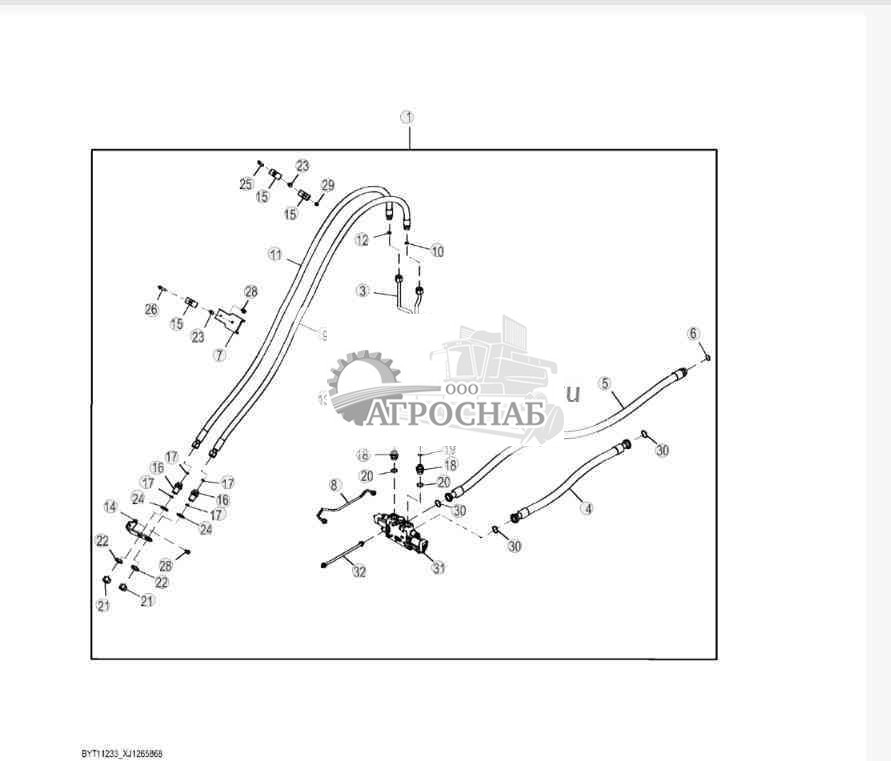 Four Function Auxiliary Control Valve and Hoses Kit, Z-Bar 